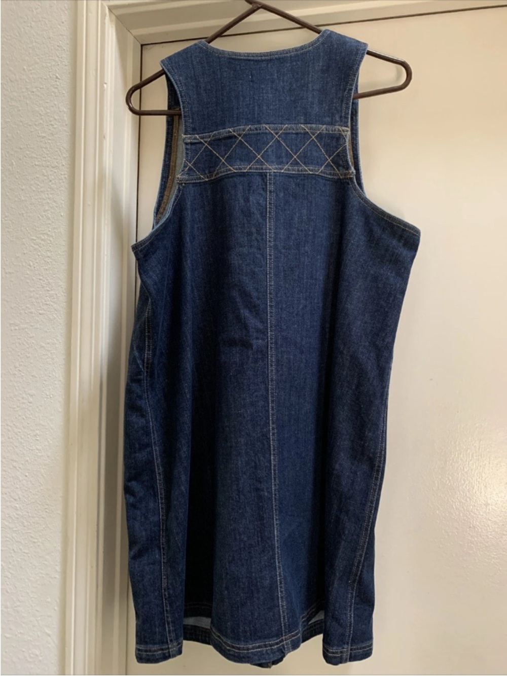 Pilcro Anthropologie Pinafore V Neck Mini Blue Denim Dress XL New NWT Sleeveless - Picture 8 of 11